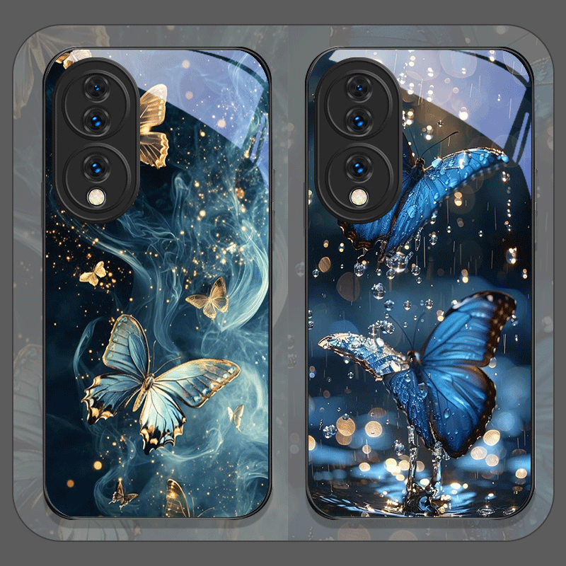 Huawei Nova 12 - Luxueuze blauwe vlinder kunstprint gehard glazen
