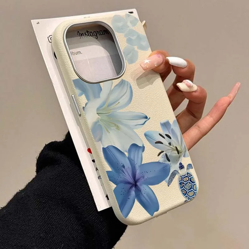 Xiaomi Redmi Note 13 - Elegante Blauwe Lelie Modepatroon Telefoonhoesje voor